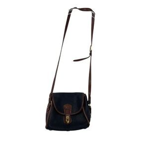 Dooney & Bourke Vintage 90s Crossbody Purse Black Pebbled Leather Turn Lock Bag